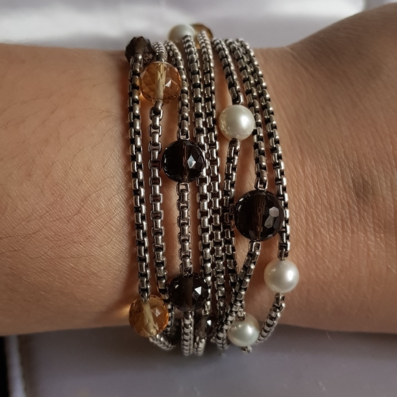 David Yurman Eight Row Chain Multi Gem Bracelet - Picture 6 of 8